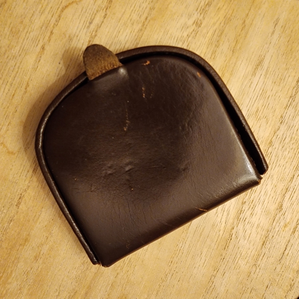 Top Grain Cowhide Austria Vintage Antique Brown Leather Horseshoe Coin Purse